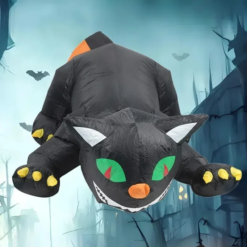 Gato inflable Halloween con luz LED integrada y cabeza vibrante - imagen 3