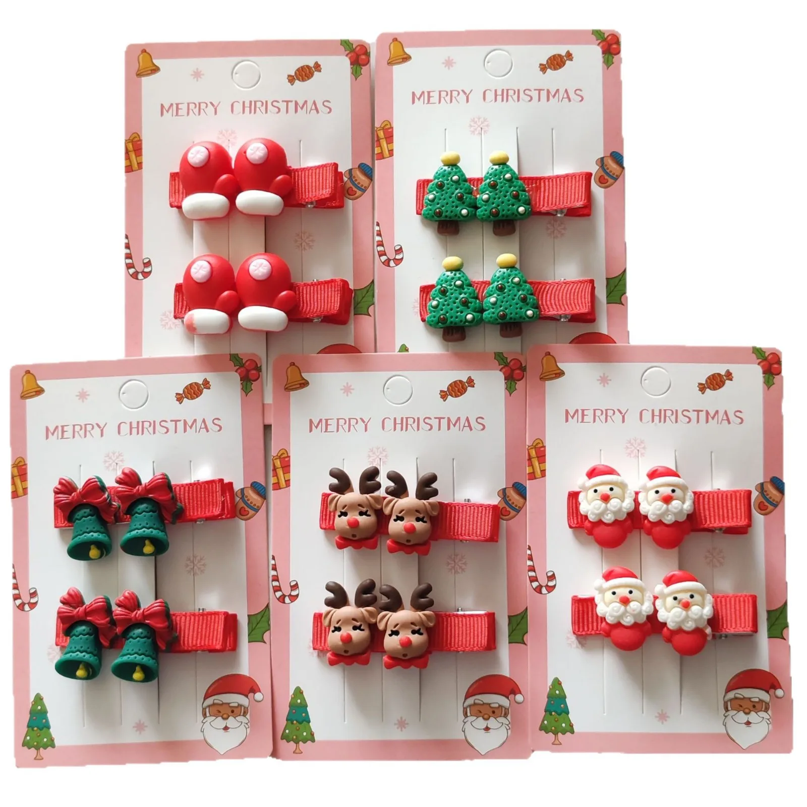 Pinzas y coleteros navideños elásticos para el pelo de niña - imagen 5