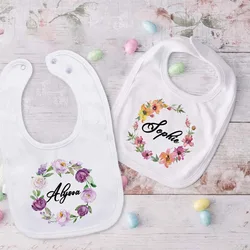 Babero personalizado bebé con corona y nombre de algodón