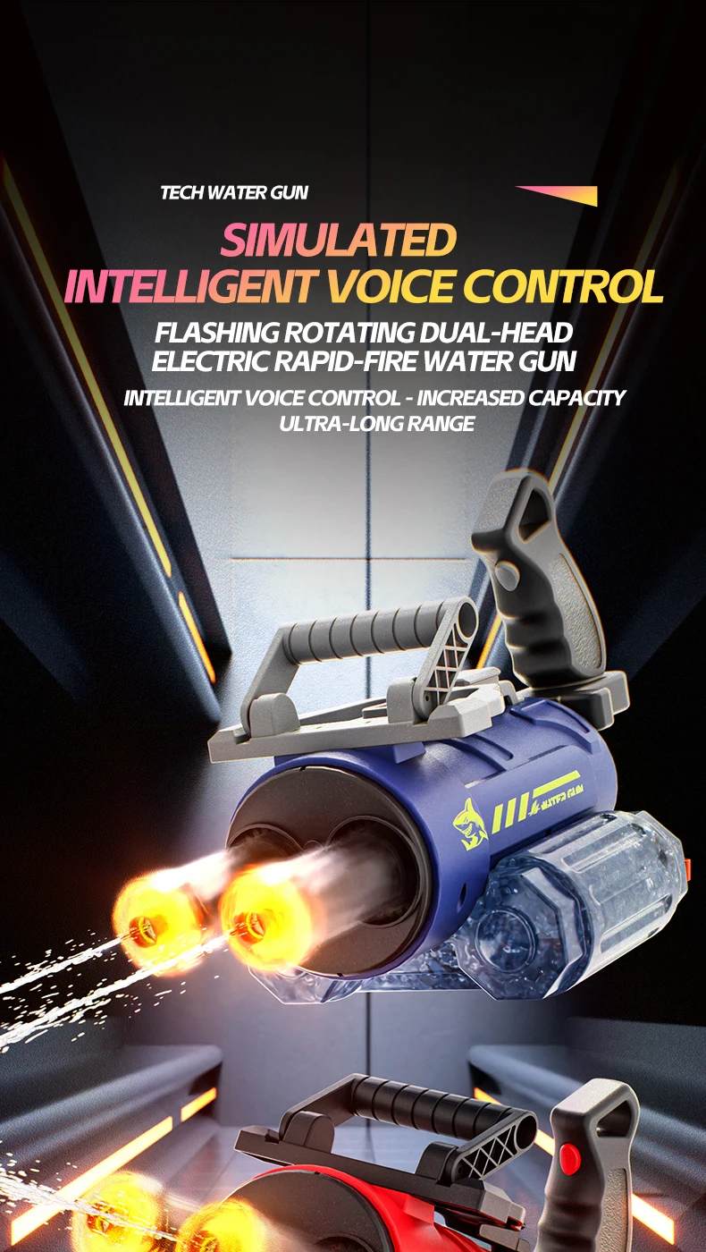 Pistola de agua con luz y control por voz