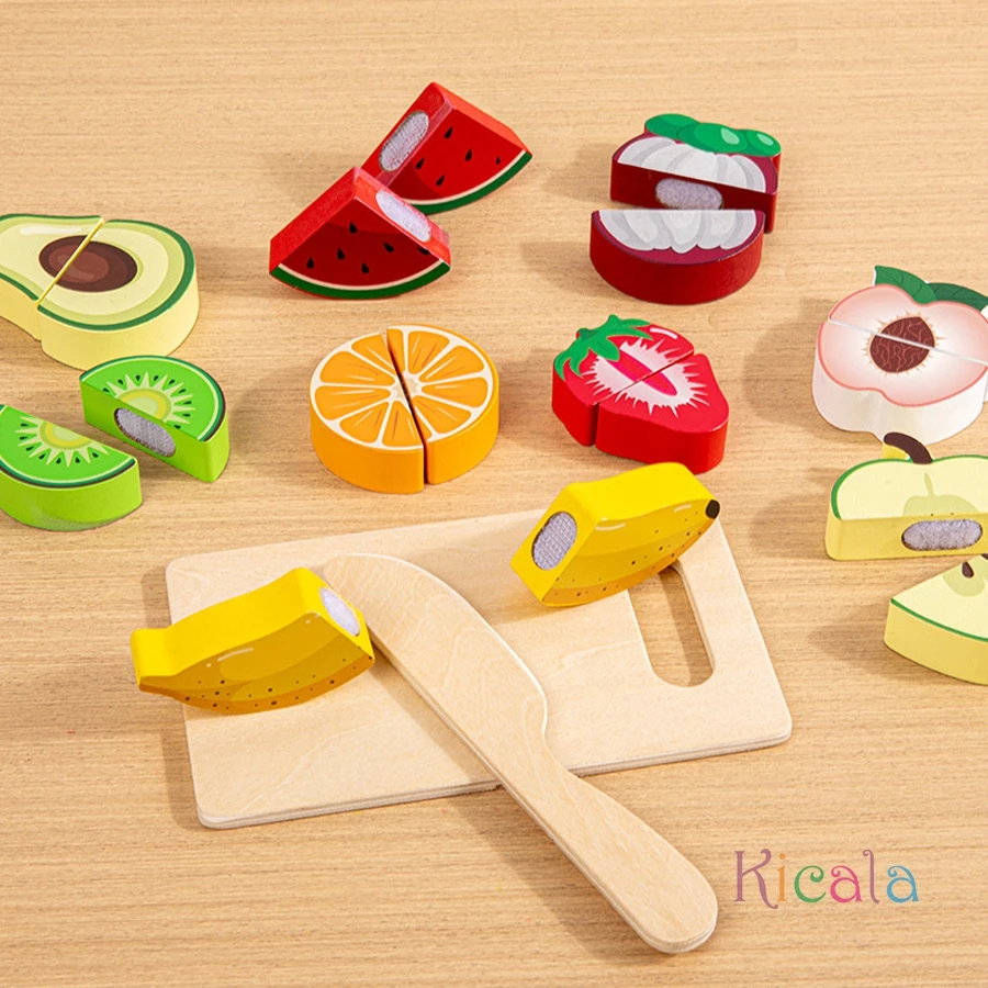 Juguete de cocina de madera Montessori con velcro para frutas - imagen 5