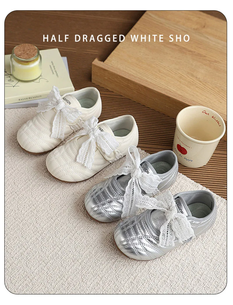 Zapatos de cuero nude con cordones para niñas, estilo coreano