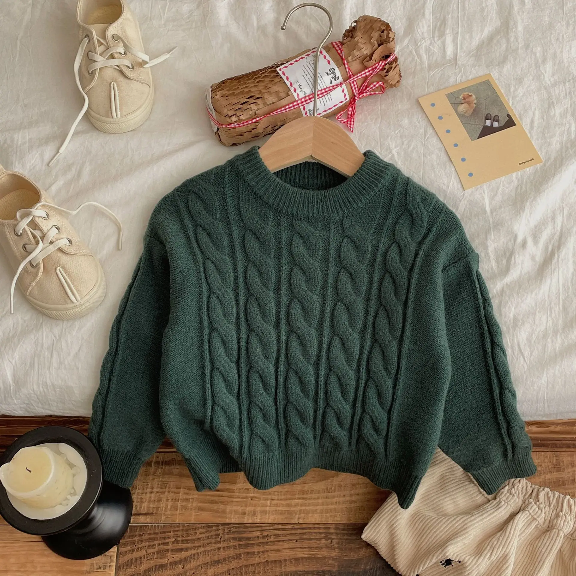 Jersey bebé de algodón grueso para otoño e invierno, cuello redondo - imagen 2