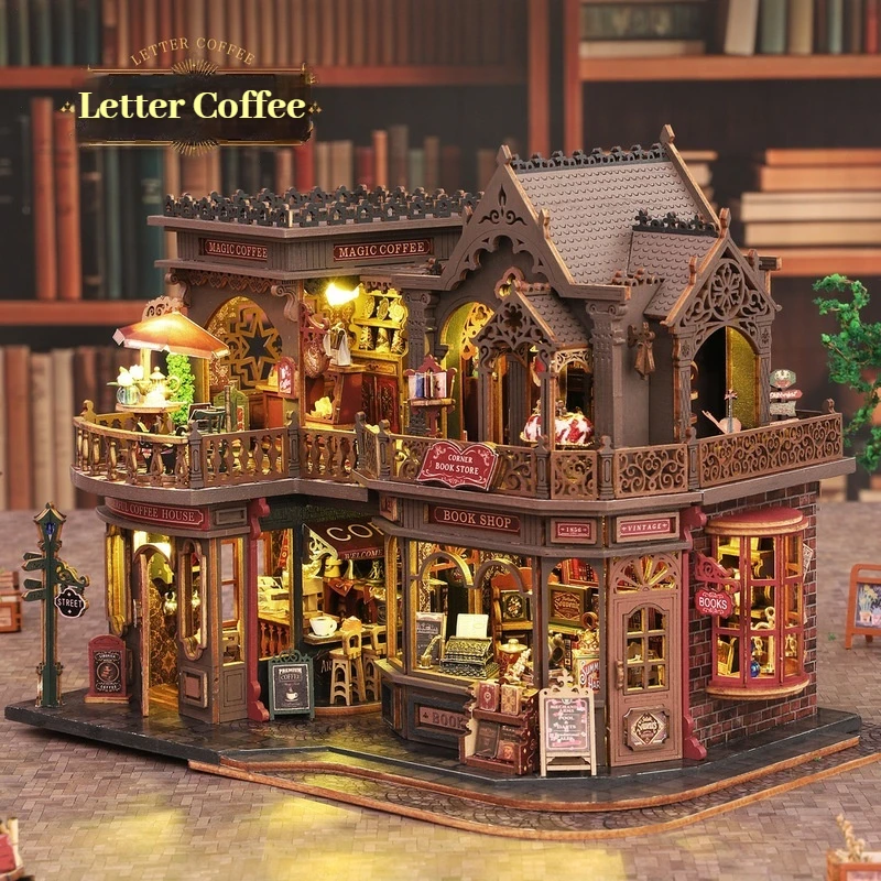 Casa de muñecas DIY en madera con luces LED y mobiliario miniatura - imagen 3