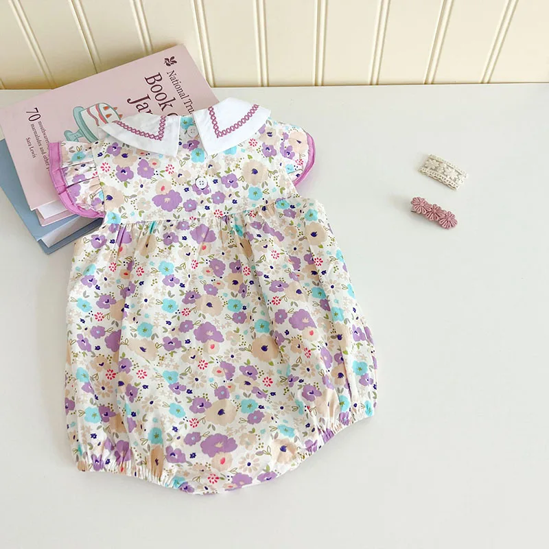 Body MILANCEL floral morado bordado para bebé - imagen 5