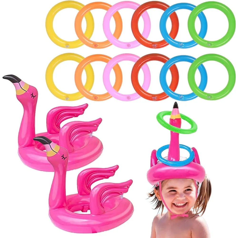 Anillo inflable flamenco rosa - Juego de lanzamiento para niños - imagen 2