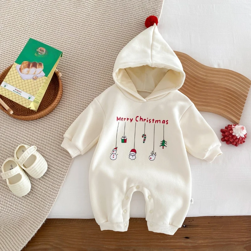Mameluco navideño con capucha para bebé – polar cálido elegante - imagen 4
