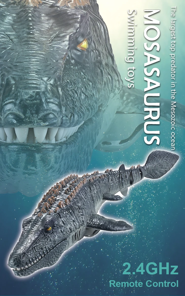 Mosasaur RC con control remoto y cable USB
