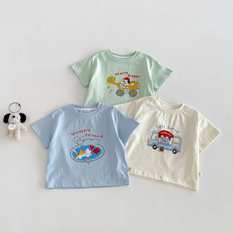 Camiseta infantil de verano con diseño de animales