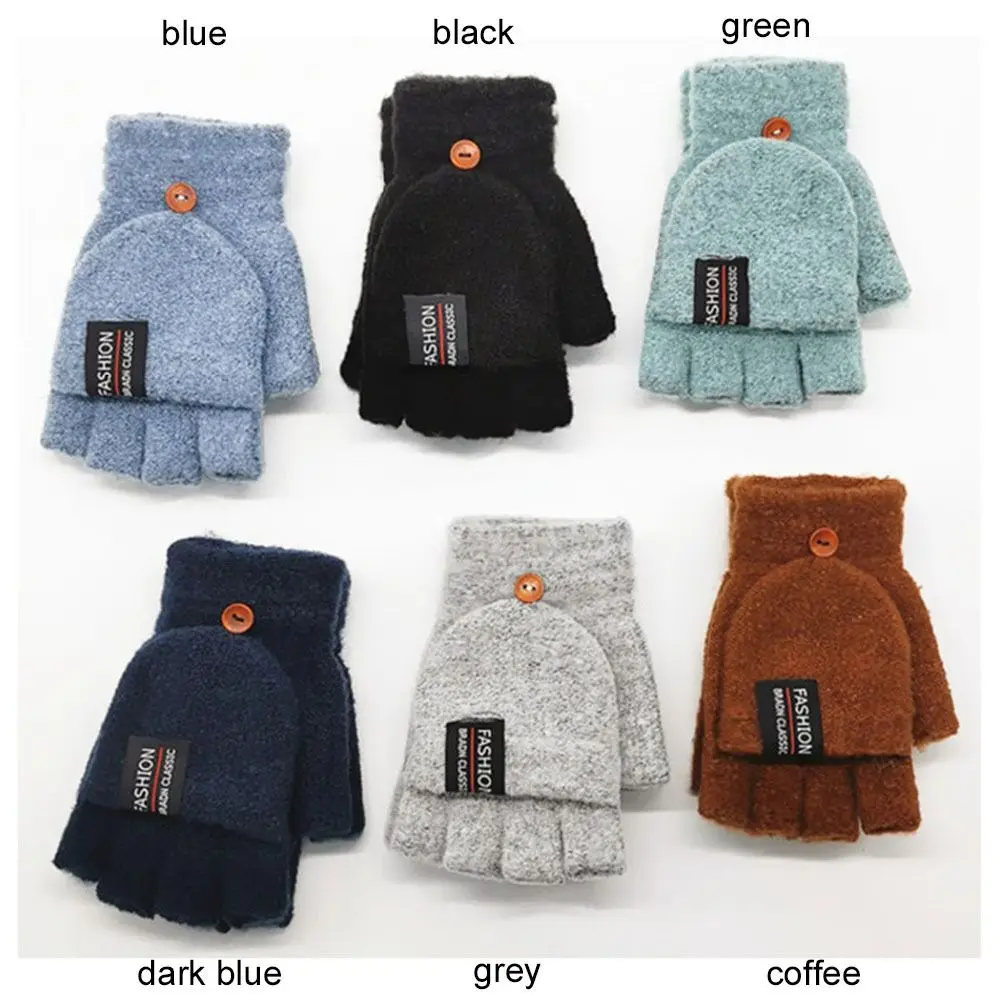 Guantes sin dedos tejidos para niños en imitación cachemira