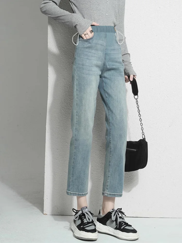 Pantalones vaqueros premamá de algodón con cordón y pierna recta - imagen 5