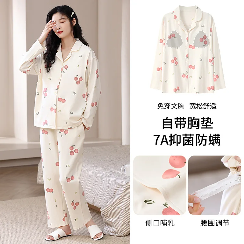 Pijamas de embarazo algodón suave para primavera y otoño - imagen 3