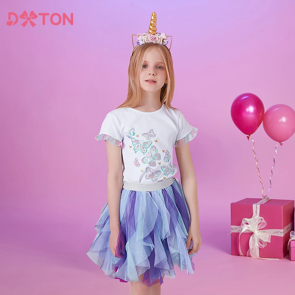 DXTON falda tutú de tul con caída irregular para niñas ballet - imagen 5