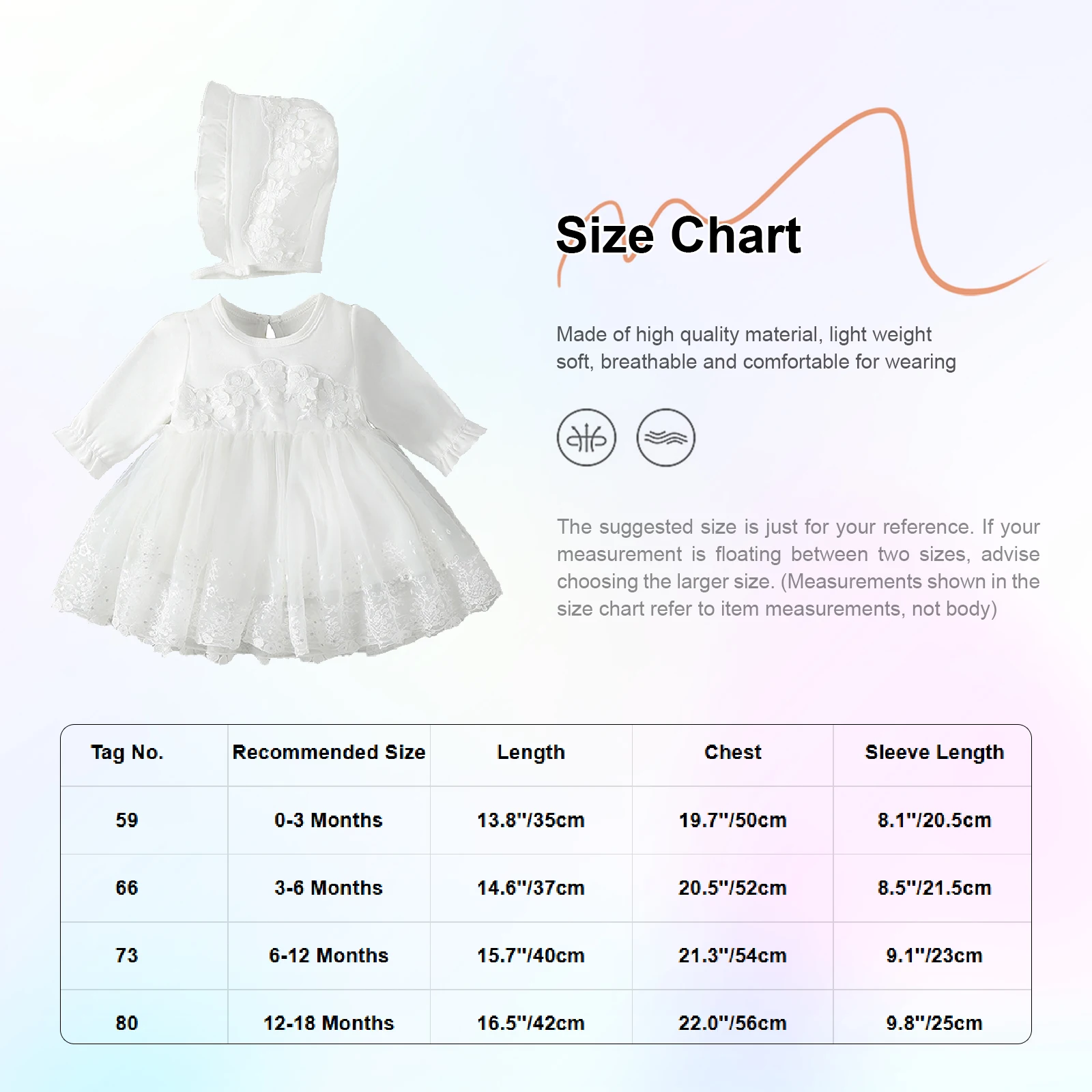 Vestido bebé niña de manga larga con botones y gorro plisado - imagen 5