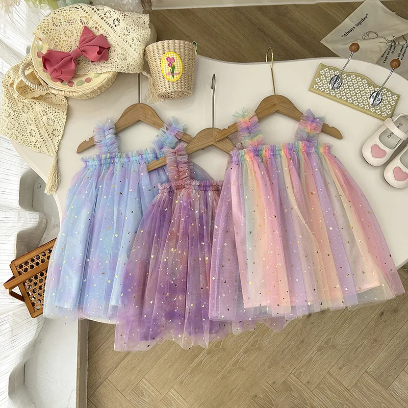 Vestido Milangel de lentejuelas arcoíris para niña – Verano - imagen 4