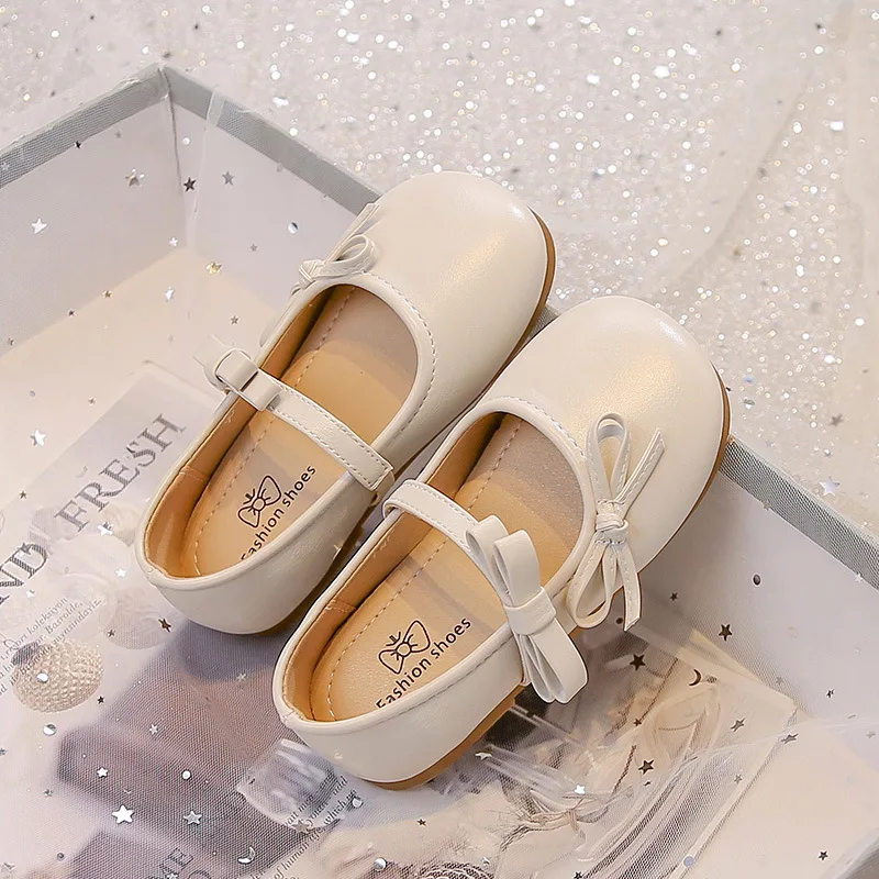 Zapatos de cuero antideslizantes planos con lazo para niño - imagen 4