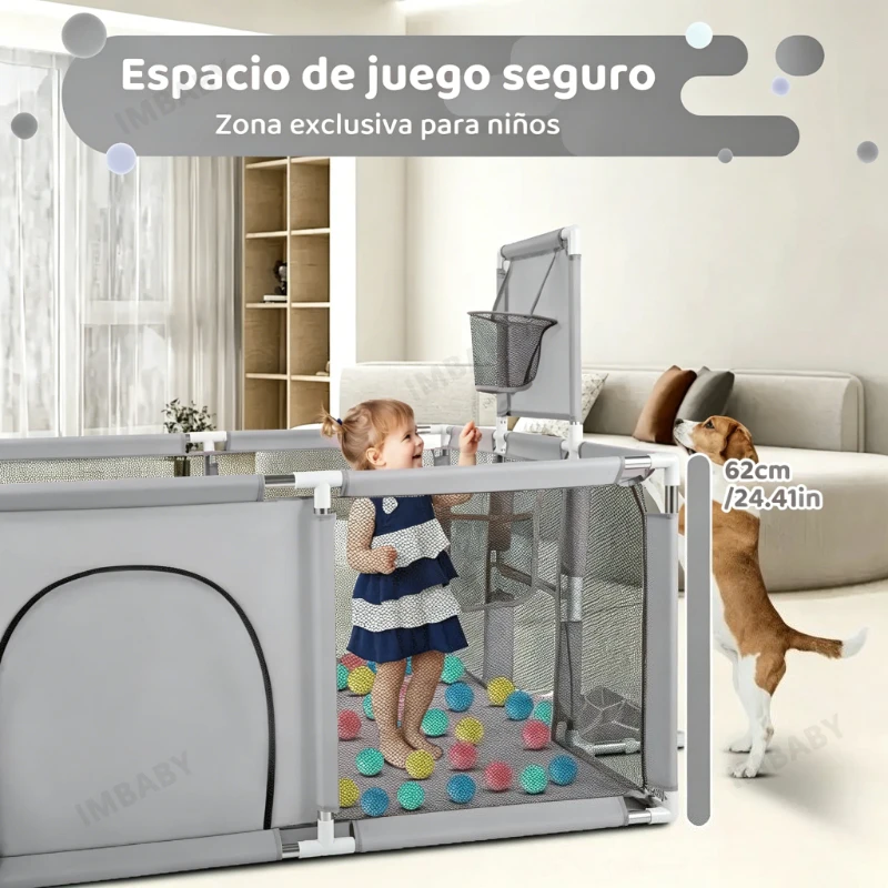 IMBABY Corral de juegos acolchado suave para interiores y exteriores - imagen 2