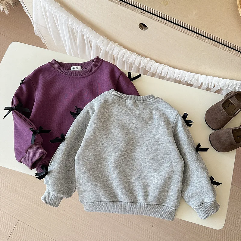 Sudadera con pajarita de cuello redondo y manga larga niña - imagen 4