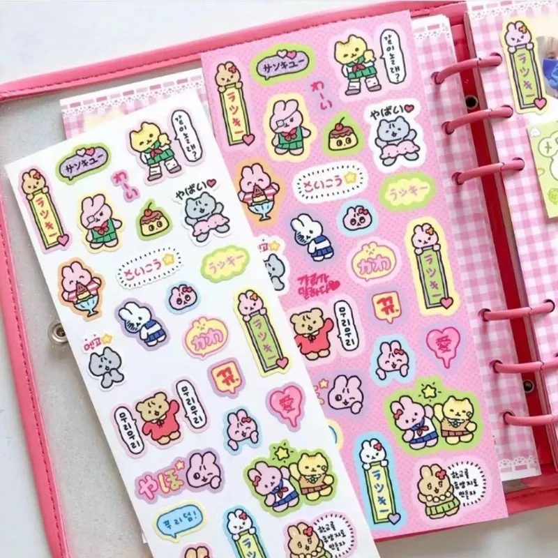 Pegatinas kawaii de conejo hechas a mano para álbumes y tarjetas - imagen 2