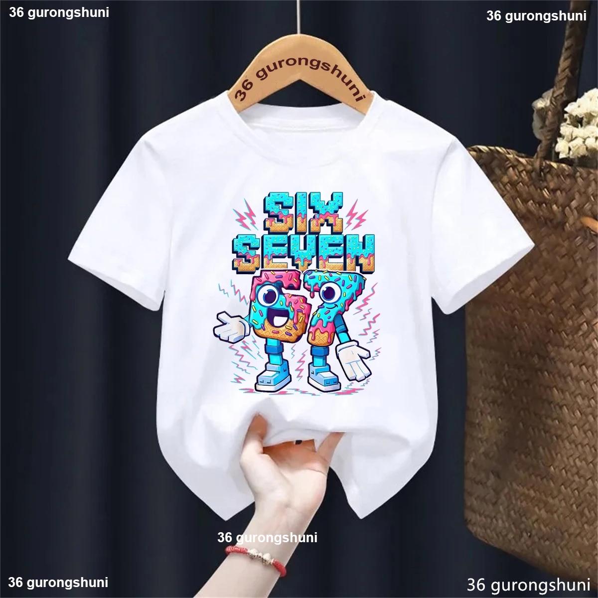Camiseta italiana con helado brainrot Six Seven para niños - imagen 4