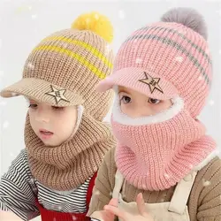 Gorro pasamontañas de lana con babero para niños – Invierno