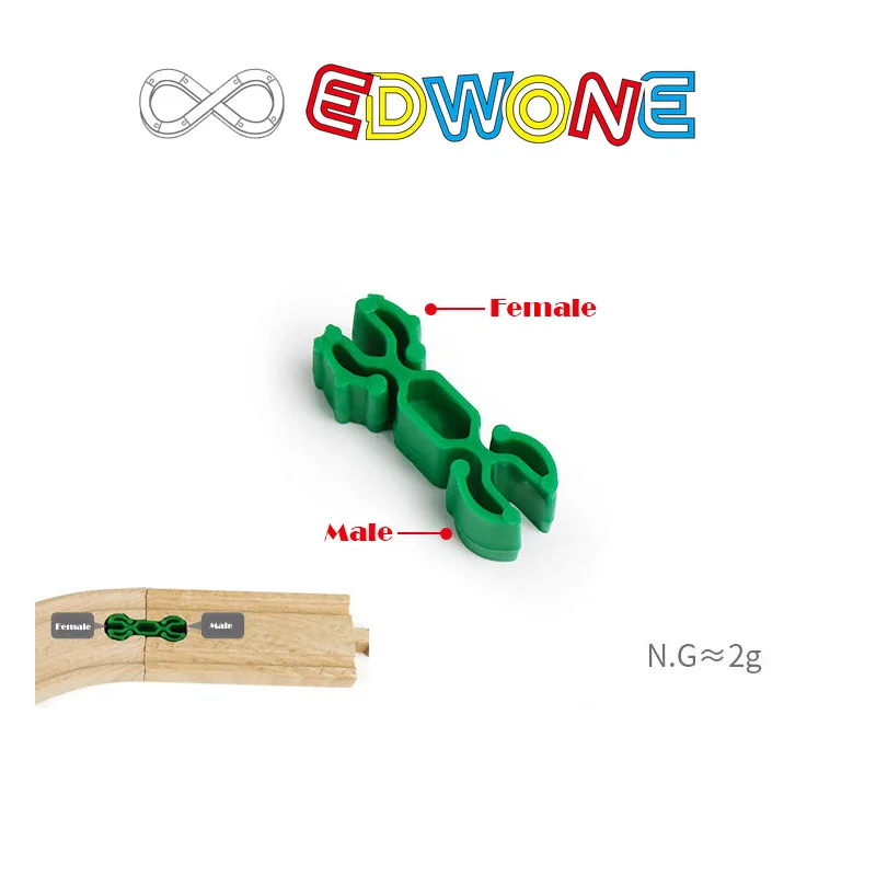 Set de vías de tren de madera con clips de fijación para niños - imagen 5