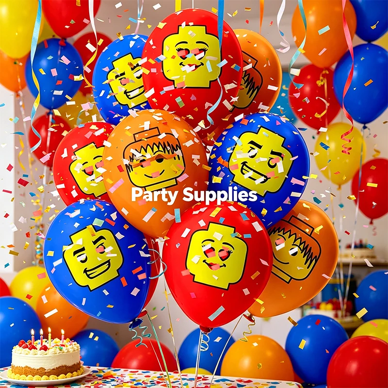Globos de látex para cumpleaños infantiles – Bloques de color - imagen 5