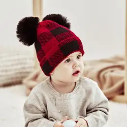 Gorro de Navidad en punto con pompón para bebé, madre e hijo invernal