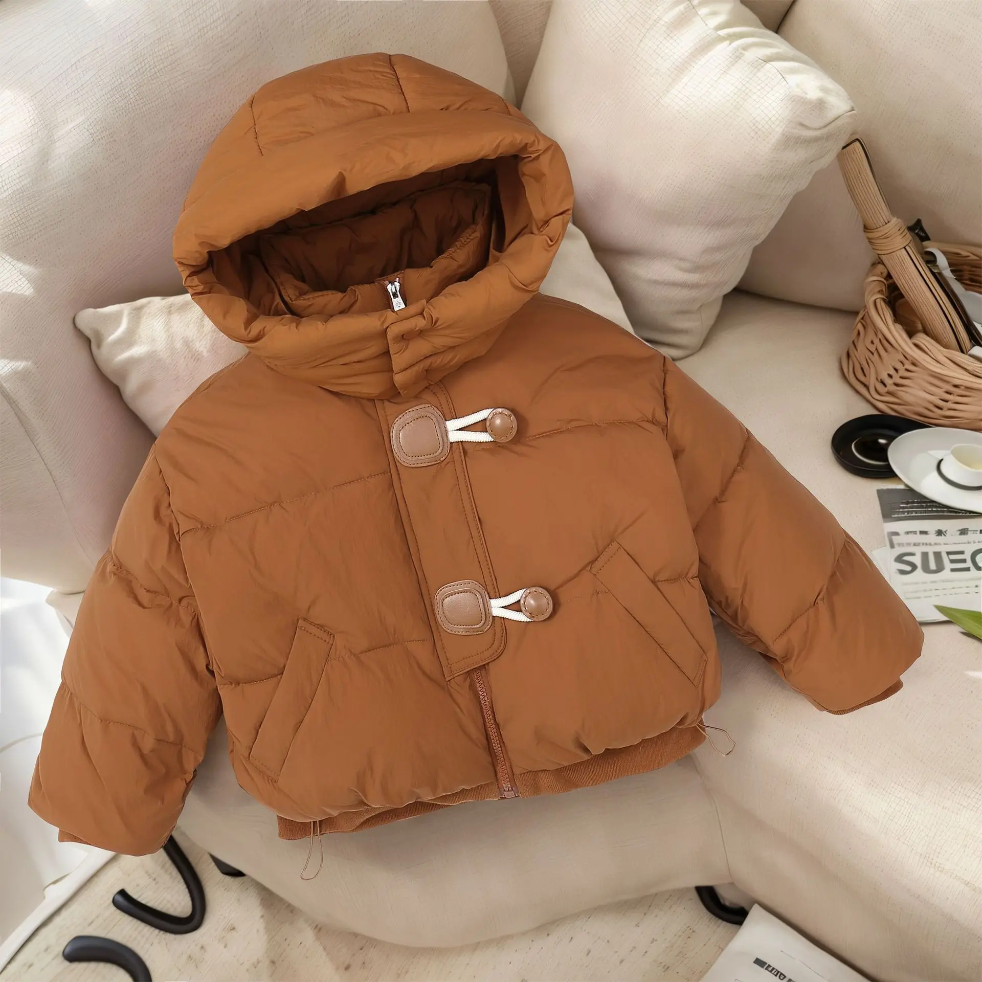 Abrigo de invierno con capucha para niños y niñas cálido