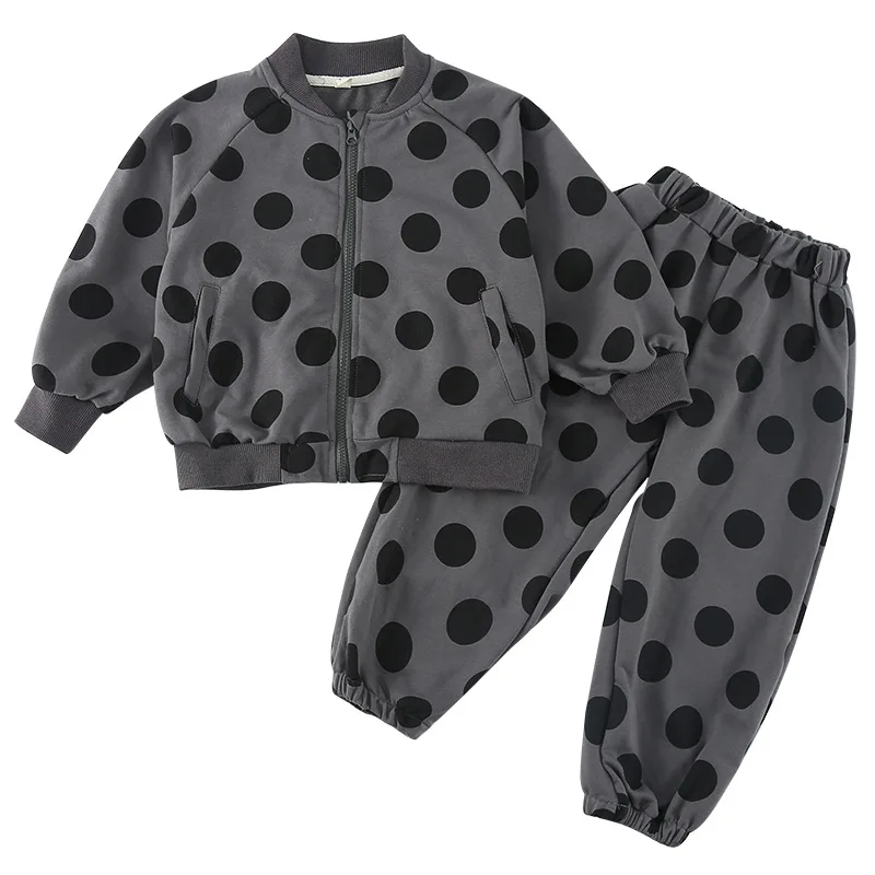 Conjunto bebé niña otoño: suéter lunares, camisa y pantalón algodón - imagen 4