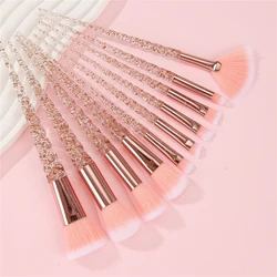 Brochas de maquillaje roscadas con mango espiral de cristal