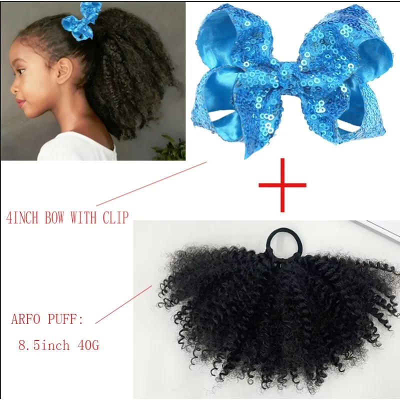 Clip cola de caballo Afro Kinky Marley con lentejuelas para niños - imagen 4