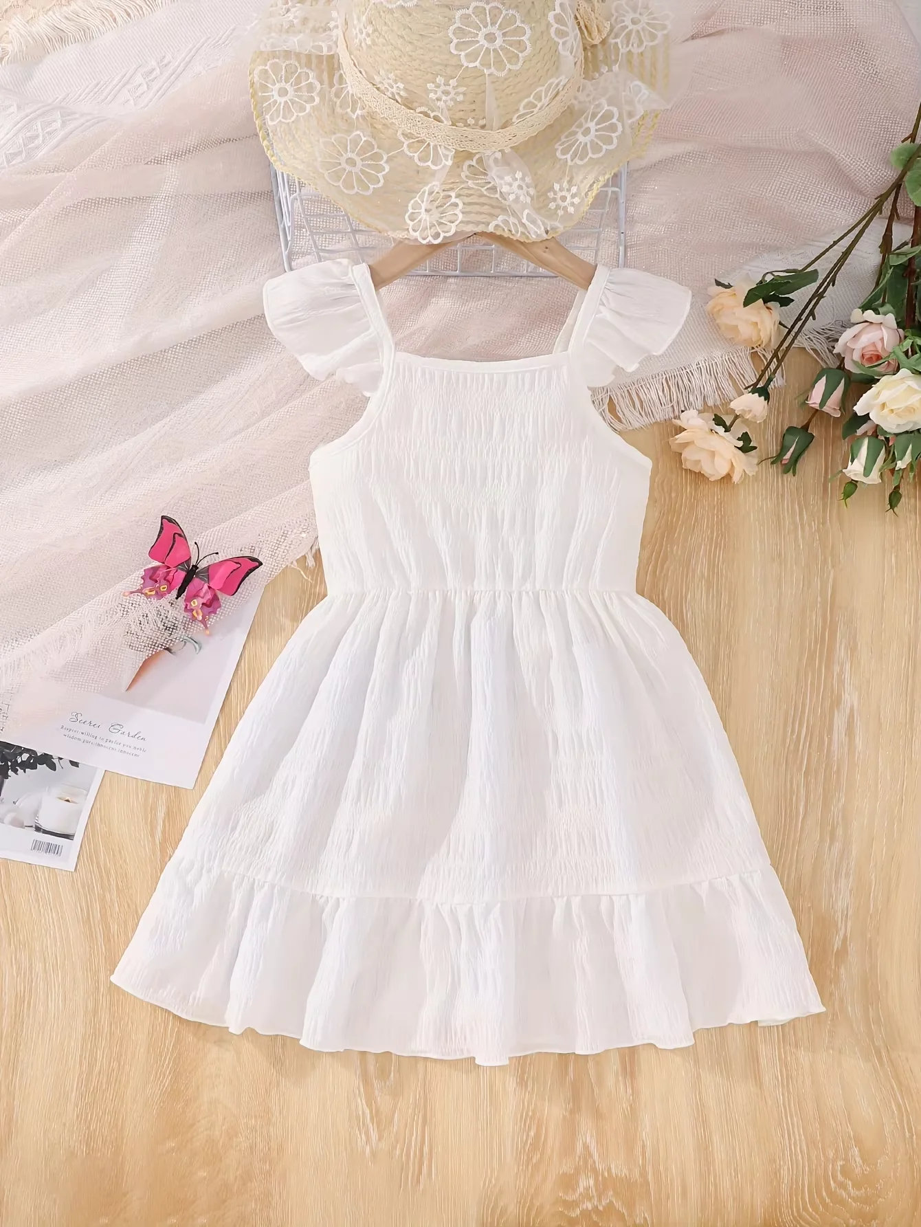 Vestido de niña bohemio de verano sin mangas con vuelo transpirable - imagen 2