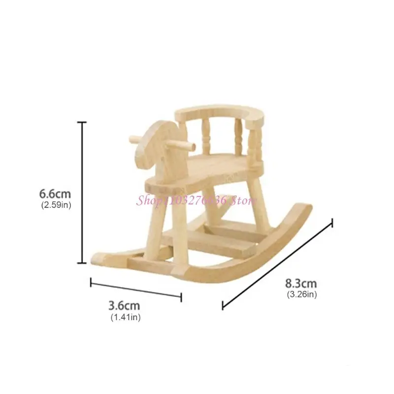 Caballo mecedora en miniatura tipo silla para casa de muñecas - imagen 4