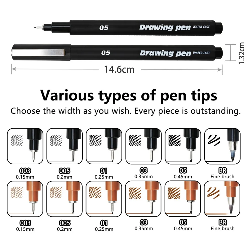 Fineliner de tinta resistente al agua con punta de pincel - imagen 3