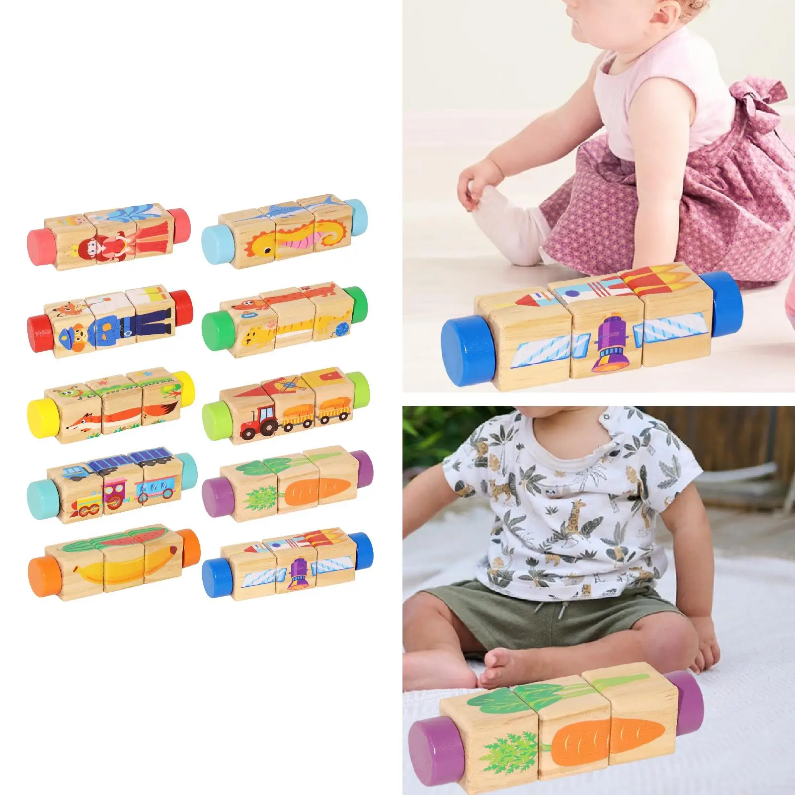 Rompecabezas giratorio de madera infantil – Juego educativo - imagen 4