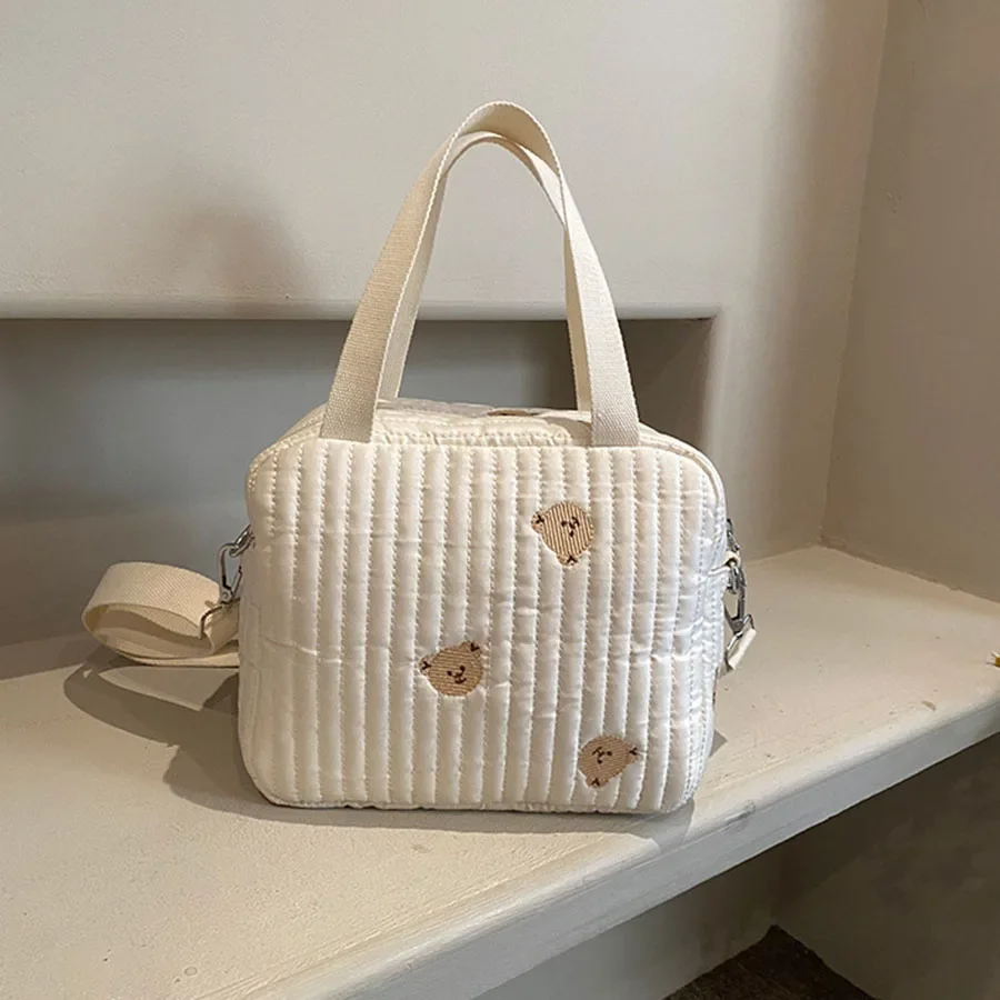 Bolsa maternal de algodón con oso – Organizador para bebé - imagen 4