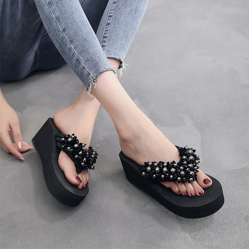 Chanclas de mujer de cuña para playa con suela EVA antideslizante - imagen 4