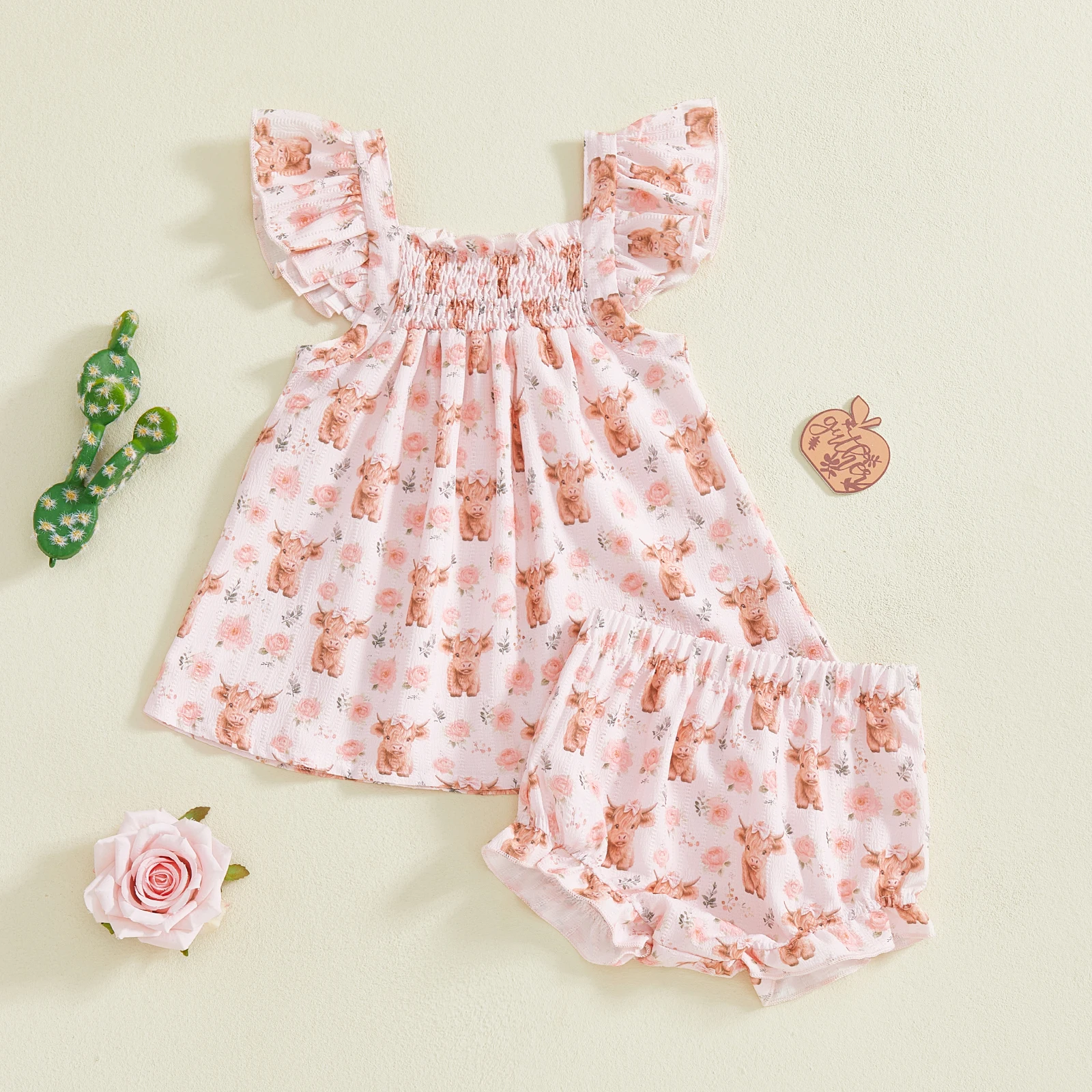 Tregren Traje verano bebé niña – Top volantes shorts estampado floral