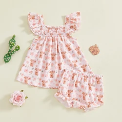 Tregren Traje verano bebé niña – Top volantes shorts estampado floral