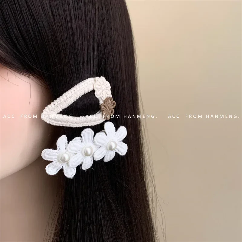 Pinza de pelo encaje retro para niñas - Lazo beige flor mariposa - imagen 3