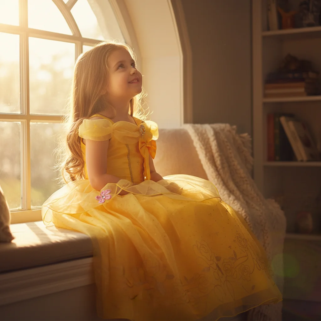 Vestido de princesa niña de tul voluminoso con lazo brillante