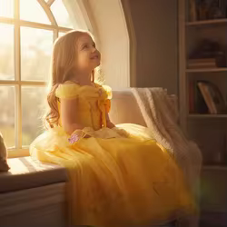 Vestido de princesa niña de tul voluminoso con lazo brillante