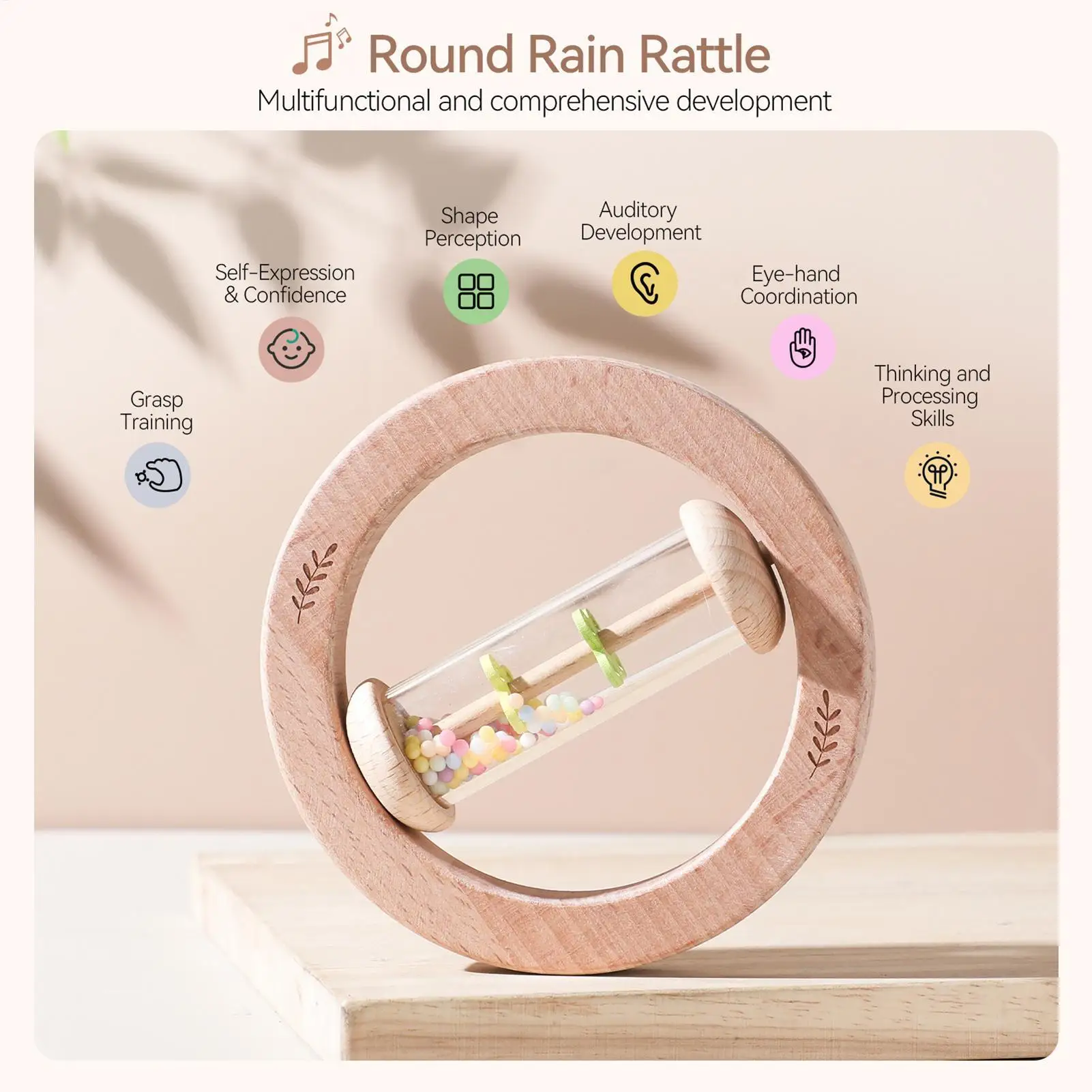 Palo de lluvia musical para bebé con agarre sensorial - imagen 3