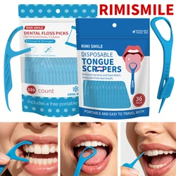 Palillos de hilo dental con menta y limpiador de lengua integrado