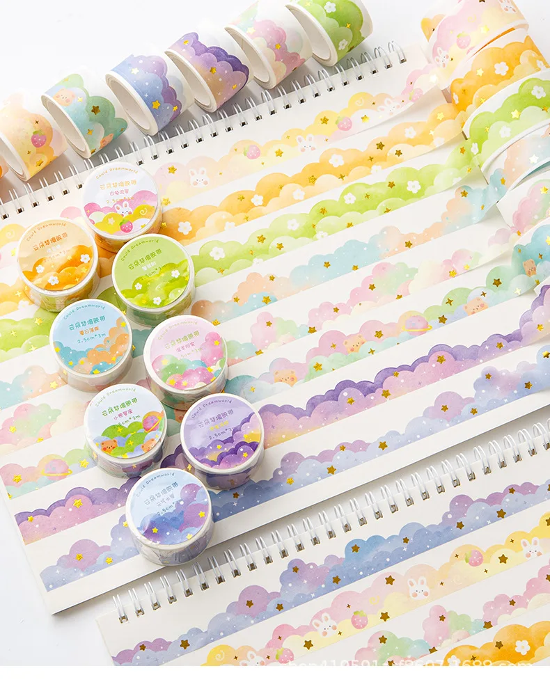 Diseño de nubes en degradado sobre papel