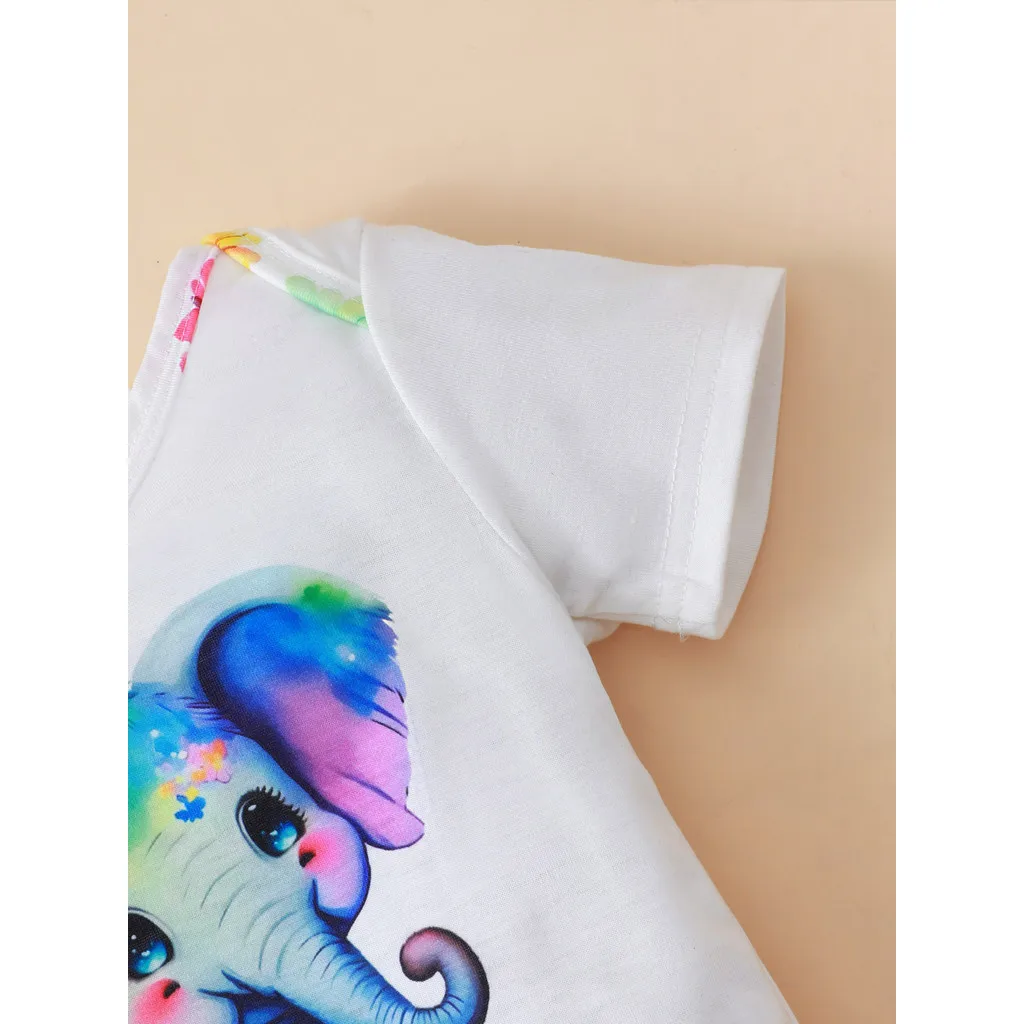 Mono elefante y pantalones flores conjunto bebé niña verano suave - imagen 5