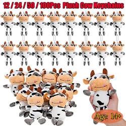 Llavero de vaca de felpa para mochila, regalo de granja para niños