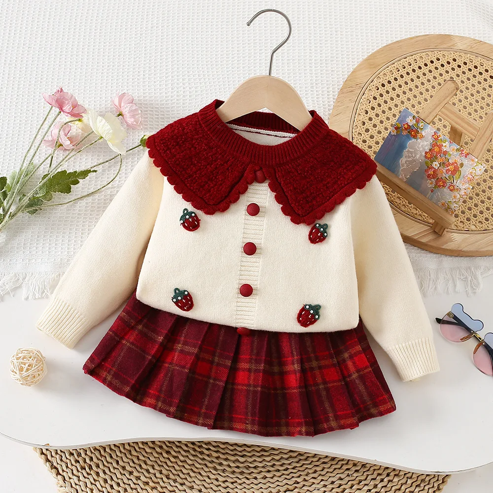 MILANCEL conjunto de punto para niña con cuello vuelto y falda plisada - imagen 5