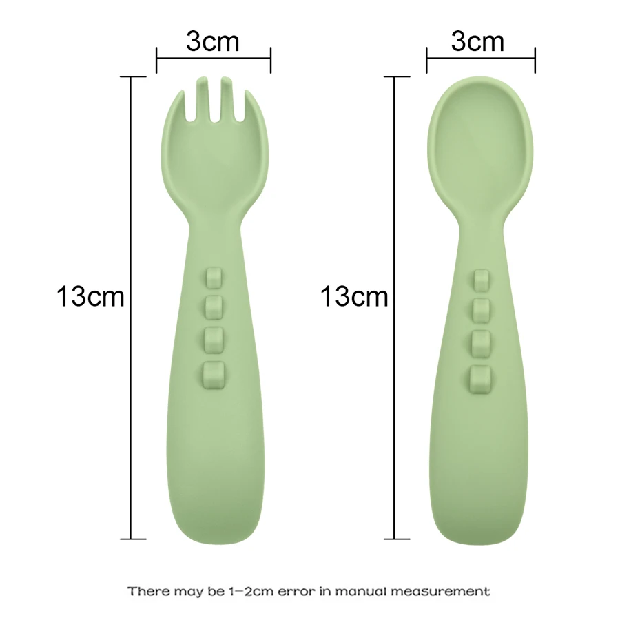 Juego cubiertos de silicona para bebé – Cuchara y tenedor aprendizaje - imagen 5
